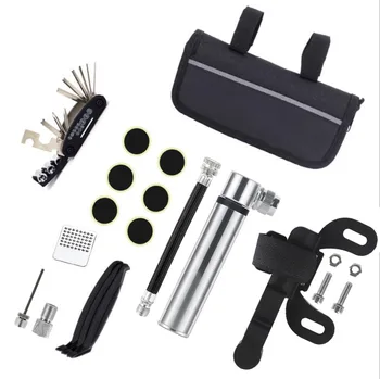 

Bicycle Maintenance Kit Set Bag Include Aluminum Alloy Mini Inflator Tyre Patches Tyre Repair Kit Tools Best Tools Bag Sets