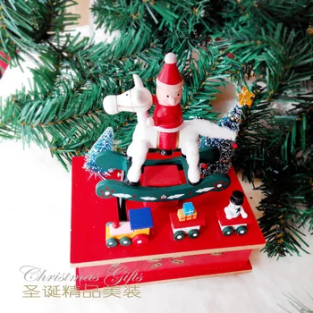 

New Children's Christmas Gift Music Box Birthday Holiday Gift Wooden Crafts