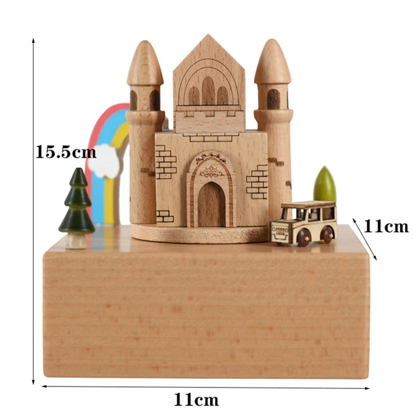 Деревянная вращающаяся музыкальная шкатулка ручной работы, музыкальная шкатулка из мультфильма, аксессуары для украшения дома, детские игрушки, подарок на Рождество, день рождения