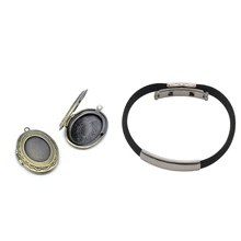 1х браслет, нержавеющая сталь, манжета, силиконовый браслет, ручная цепочка, мужские ювелирные изделия и 5 медальонов, Овальные Подвески 34X24 мм, бронзовый цвет, фото H