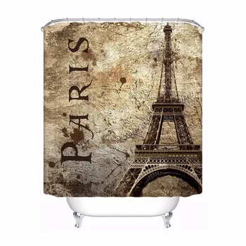 

Custom Paris Tower#01 Bathroom Acceptable Shower Curtain Polyester Fabric Bathroom Curtain #180320-02-219