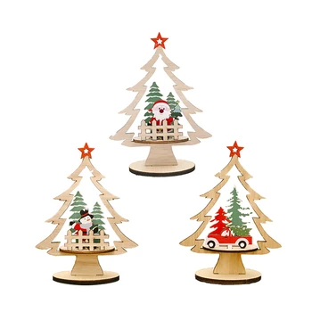 

Wooden DIY Christmas Tree Ornaments/Wooden Assembled Santa Claus Snowman Car Christmas Tree/Christmas Atmosphere Decor