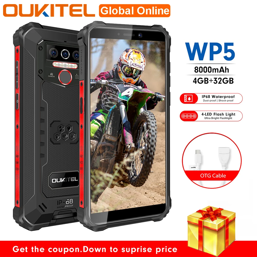 Смартфон OUKITEL WP5 8000 мАч 13 МП Android 10 0 тройная камера 5 дюйма 4 + 32 ГБ|Смартфоны| |