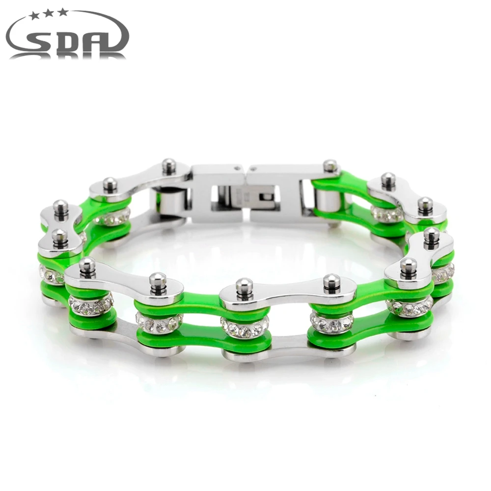 SDA, высокое качество, Мотоциклетная цепь, браслеты, шайба, рок стиль, настоящее 316L, нержавеющая сталь, велосипедная цепь, браслет для девушек и женщин YM041