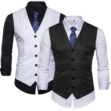 Ouma AliExpress мужской костюм жилет сплошной цвет приталенный большой размер однобортный жилет мужской жилет