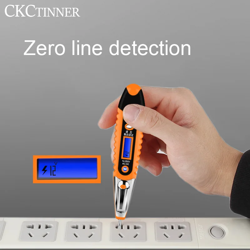 멀티 디지털 테스트 연필 AC DC 12-250V 테스터 전기 스크루 드라이버 LCD 디스플레이 전압 검출기 테스트 펜 전기 도구