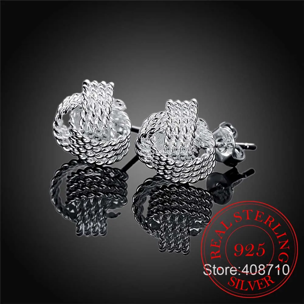 Женские серьги гвоздики из серебра 925 пробы в виде сетки|earrings cc|earrings metalearrings bracelet |