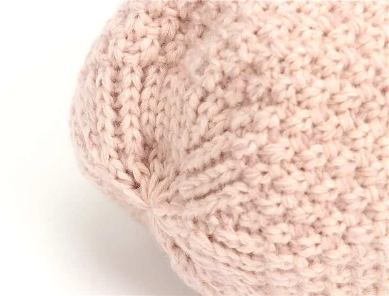 Зимняя детская шапка для новорожденных, теплые Вязанные Трикотажные Шапочки для малышей, Мультяшные зимне наушники шапка с милыми ушками для девочек и мальчиков