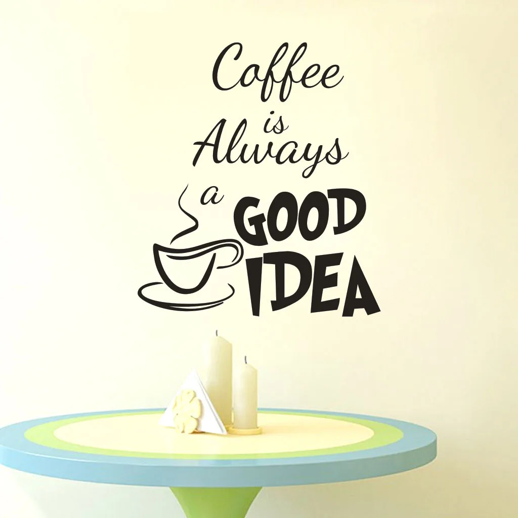 Coffee Logo Wall Sticker self-adsive Bedroom Vinyl Art Mural Home Decor Decal home decoration accessories wall stickers | Дом и сад