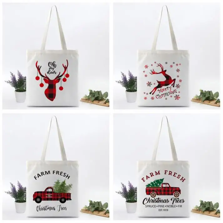 

Мешочки с принтом Санта Клауса, холщовые, мешочки на плечо для подарков, большие размеры, для рождественской вечеринки, SN1360