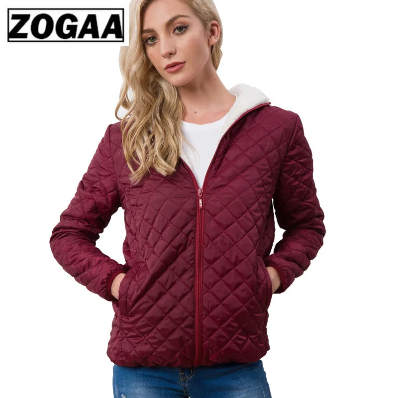 ZOGAA New Autumn Women Parkas Basic Jackets Female Winter Plus Velvet Lamb Hooded Coats Cotton Winter Jacket Womens Outwear Coat