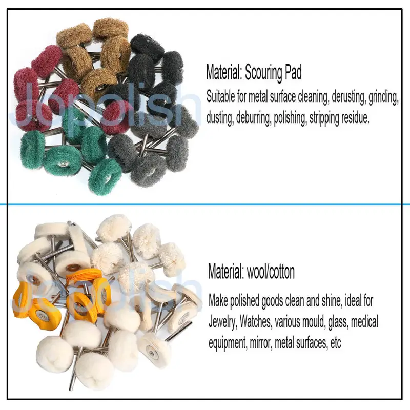 1" Wool Felt Grinding Sanding Head Abrasive Buffing Wheel 2.35/3mm Shank Cotton Thread Polishing Mini Brush for Dremel Dril - Image 2