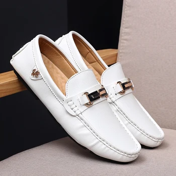 

Ifrich Men Slip On Casual Sneakers Luxury Brand Men Shoes Handmade Soft Driving Moccasin Black White Young Casual Loafers Shoe