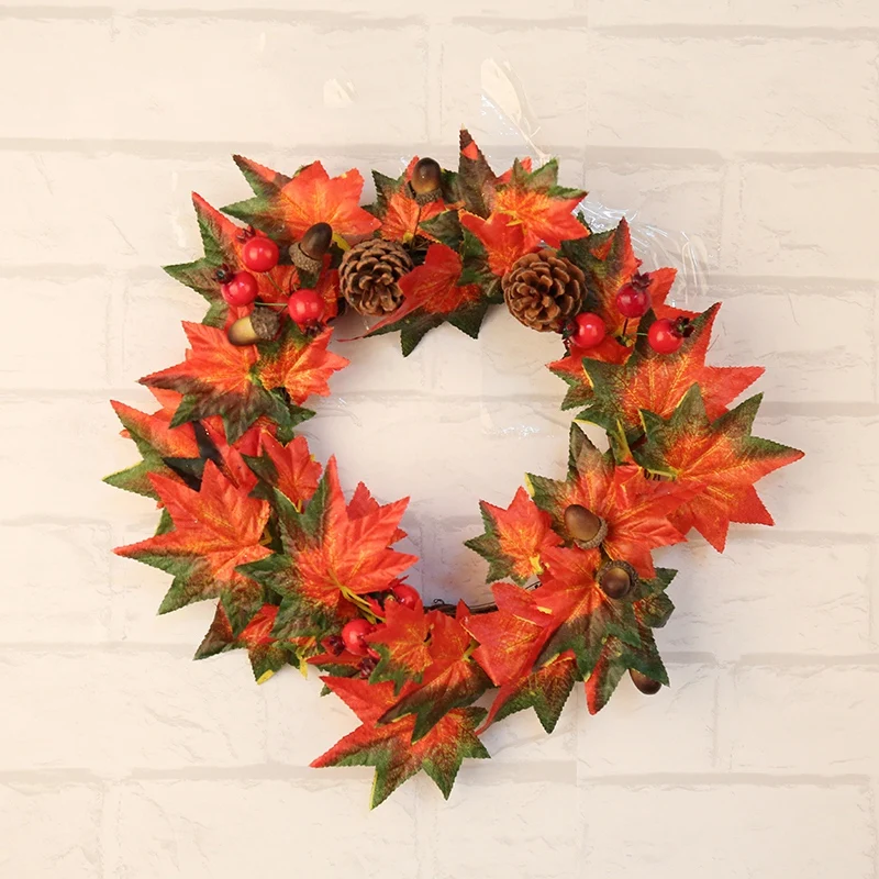 Maple Leaf Berry Wreath Halloween&Christmas Door Home Decor
