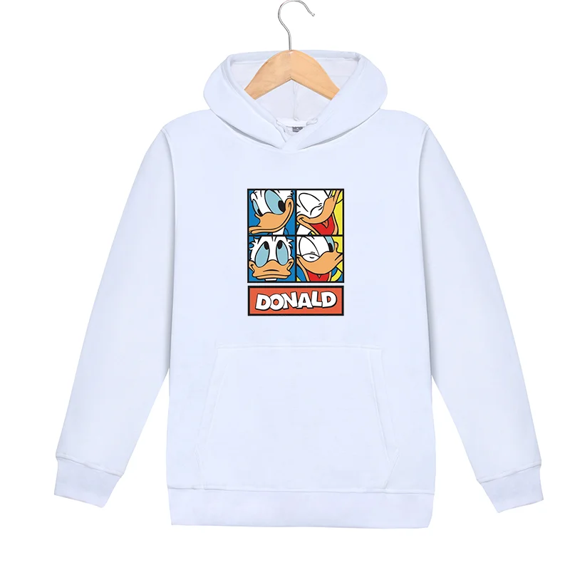 

2019 Women Hoodies Hooded Sweatshirts Fleece Winter Donald Duck Oversized Famale Pullover Warm Pocket Girl Casual Black Big Size