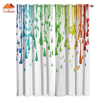 

Art Design Water Droplets Window Curtains Living Room Outdoor Fabric Drapes Curtain Home Decor