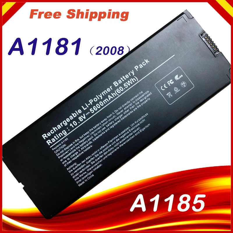 Фото Черный аккумулятор A1185 для ноутбука Apple MacBook 13 дюймов, A1181 2006 2007 2008 2009 MA566 MA561 MA566FE A MA566G A MA566J A MA472 MA47 №1