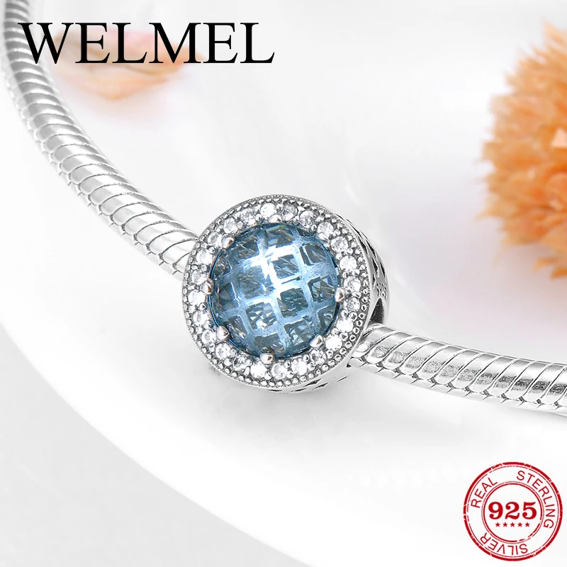 

New Fashion sparkling 9 Colors Crystal CZ charms beads 925 Sterling Silver Fit Original Pandora Charm Bracelets Jewelry making