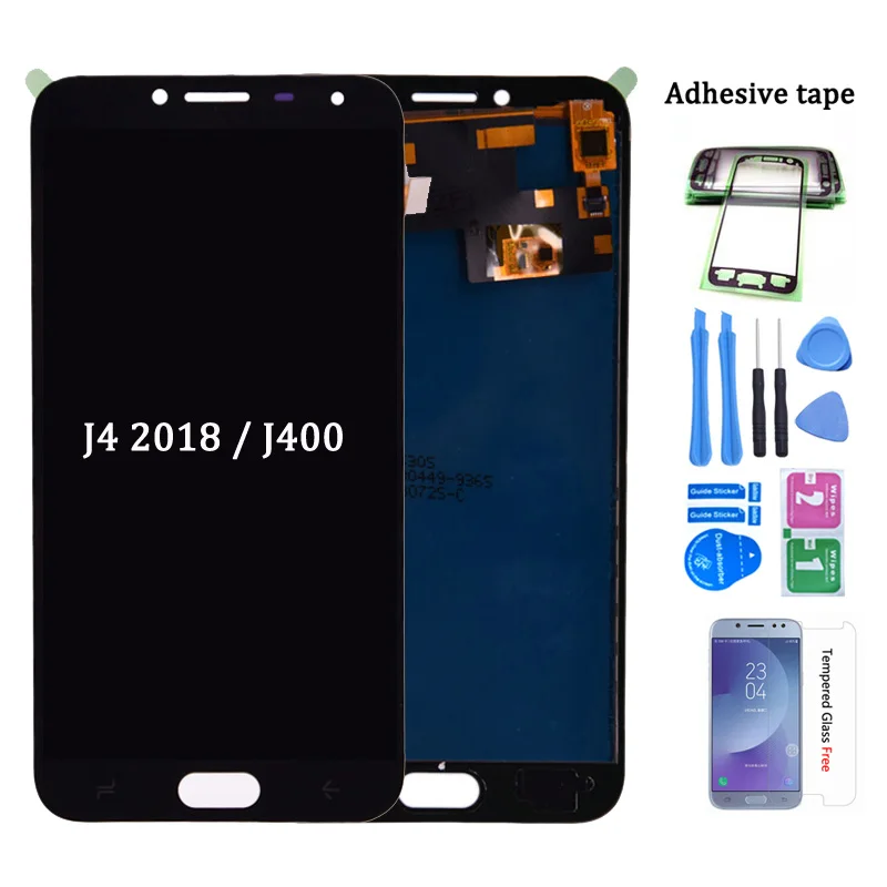 Tanie Do Samsung Galaxy J4 2018 J400 J400F J400H J400G J400P J400M wyświetlacz LCD montaż digitizera ekranu dotykowego można regulować jasność