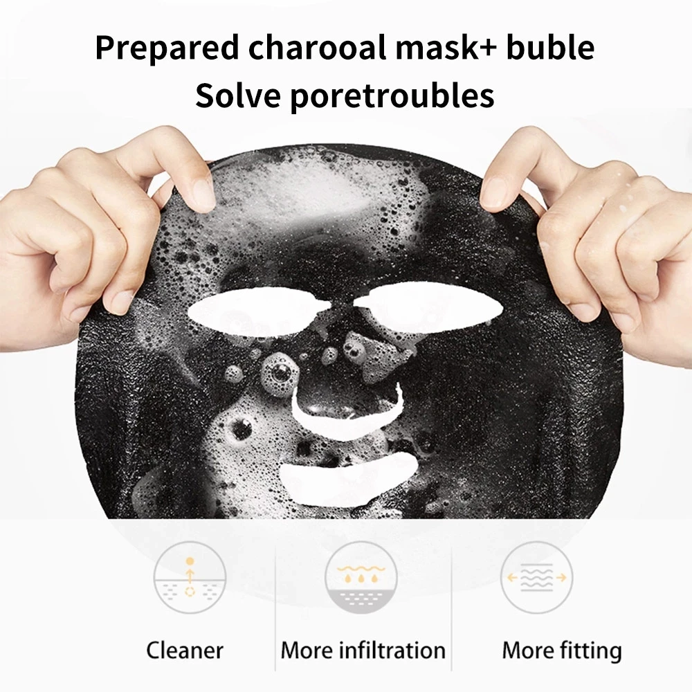 1pc Black Sea Salt Pure Moisturizing Bubble Facial Mask Deep Cleansing Oil Control Skin Rejuvenation Shrink Pore Foam Black Mask-4