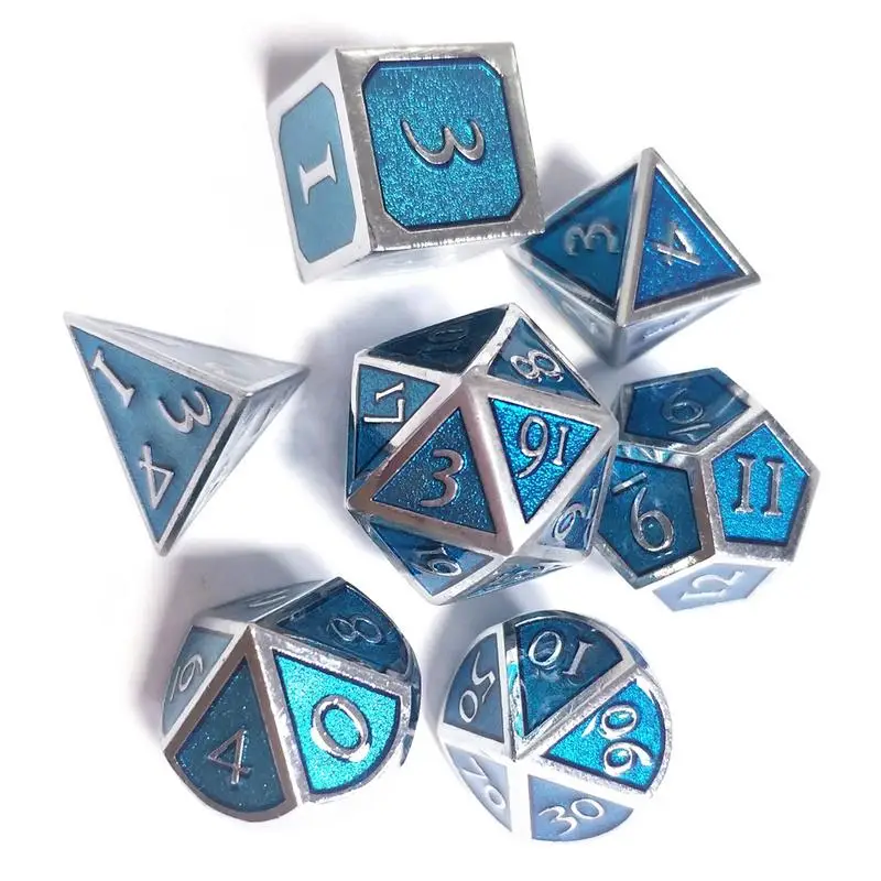 7 шт./компл. 8 цветов в виде многоугольника, Magic игральная кость шрифт Подземелья и Драконы Творческий ролевые игры в кости D&D металла подземелья набор Игральный костей