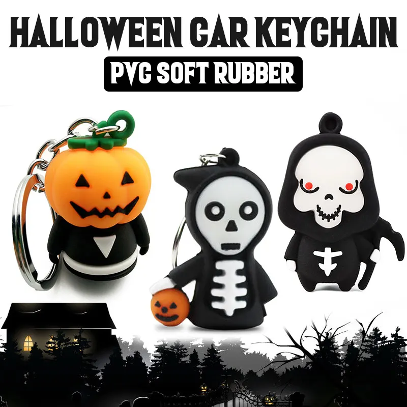 

1 Pcs Fashion Car Keychain Skull Halloween Devil Gift Pendant Kids Toys Keyfob Vehicle Key Buckle Car Key Ring