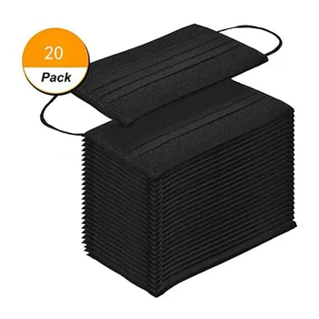 

Free Shipping Black 3-layer Mask 20PCS Face Mouth Masks Melt Blown Cloth Disposable Anti-dust Masks Earloops Masks Mascarilas