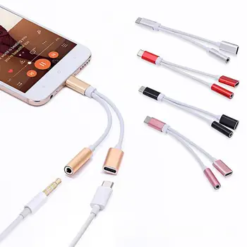 

2 in1 Type C to 3.5 mm Charger Headphone Audio Jack USB C Cable Portable Connector Adapter For Mobilephone