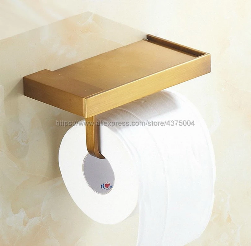 Bathroom Paper Phone Holder with Shelf Bathroom Mobile Phones Antique Brass Toilet Paper Holder Tissue Boxes Nba170