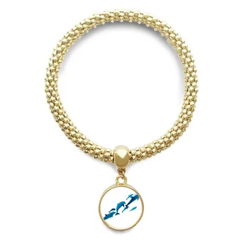 

Dolphin Big Small Golden Bracelet Round Pendant Jewelry Chain