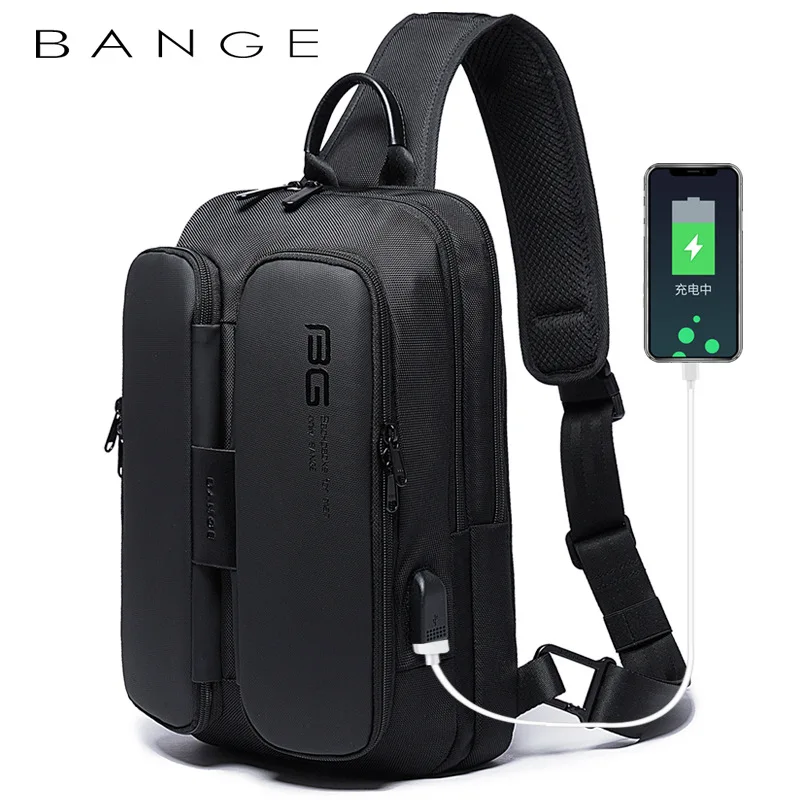 

2020 Class Song New Style Fashion Casual Outdoor Science And Technology USB Cool Shoulder Bag Chest Pack Men's