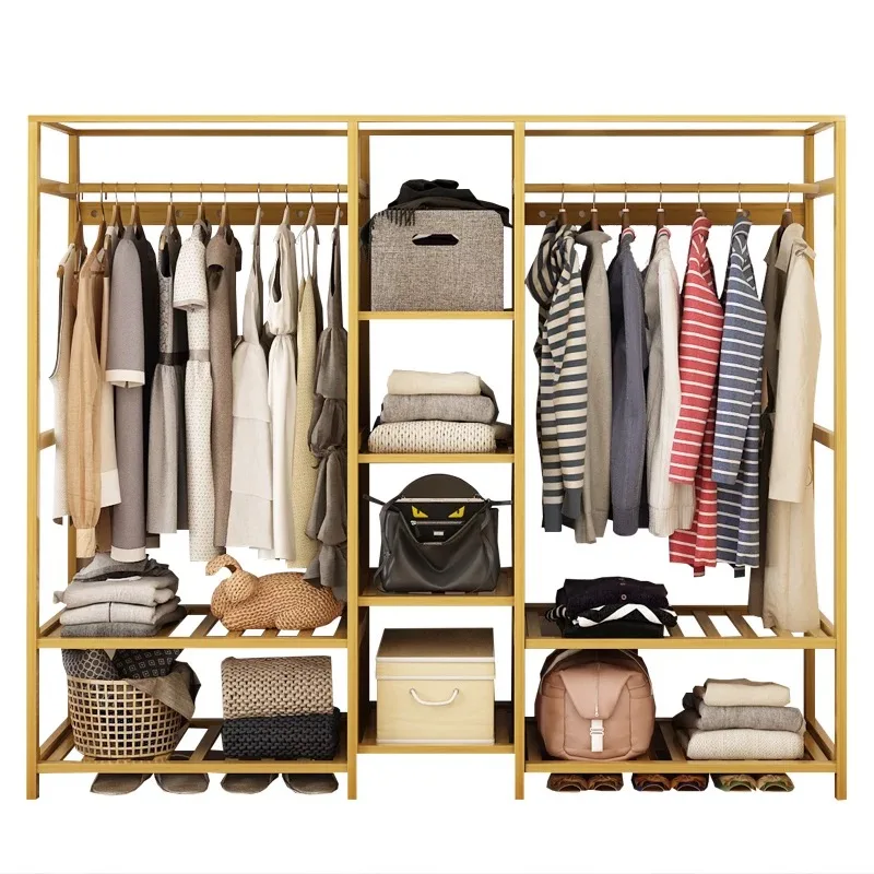 Wardrobe Simple Modern Economical Assembled Wardrobe Solid Wood Bedroom Space Simple Fabric font b Closet b