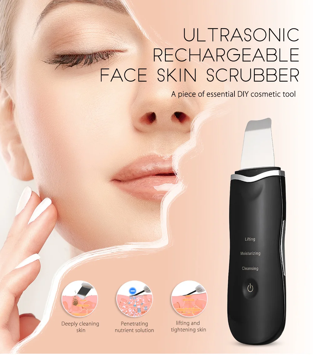  Ultrasonic Skin Scrubber Deep Face Cleaning Machine Reduce Wrinkles and spots Facial Whitening Lift