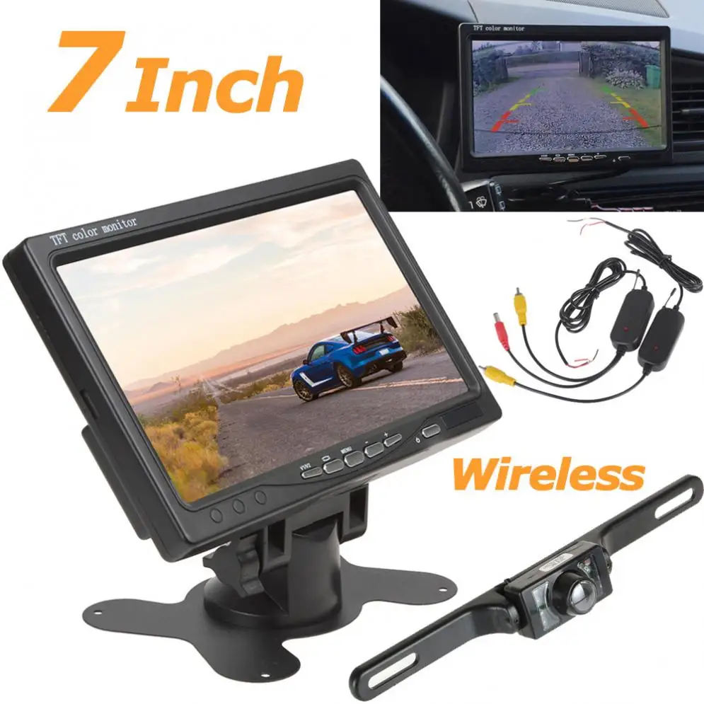 Lcd TFT 2-канальный автомобильный подголовник монитор+ 420TVL 135 ° CMOS ночного видения номерной знак Автомобильная камера заднего вида+ беспроводной передатчик приемник
