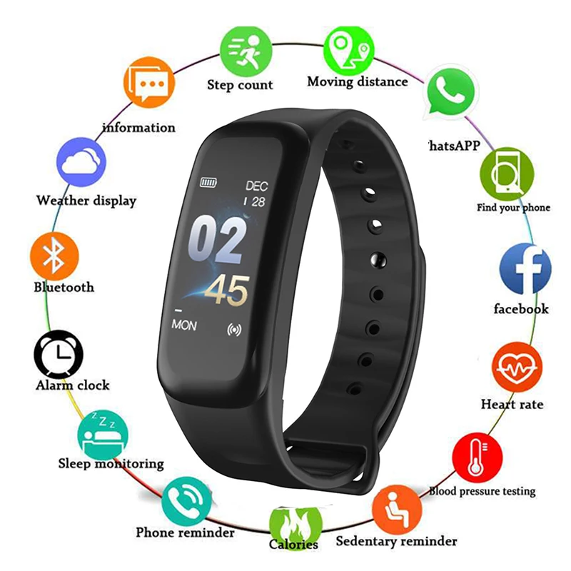 

Smart Watch Bracelet Color Screen Blood Pressure Fitness Tracker Heart Rate Monitor Smart Band Sport for Android IOS Man Fashion
