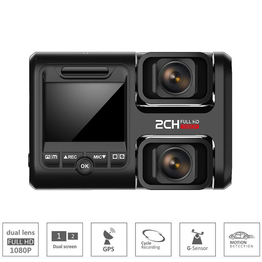 Автомобильный видеорегистратор с Wi Fi встроенный GPS две камеры full hd 1080P для