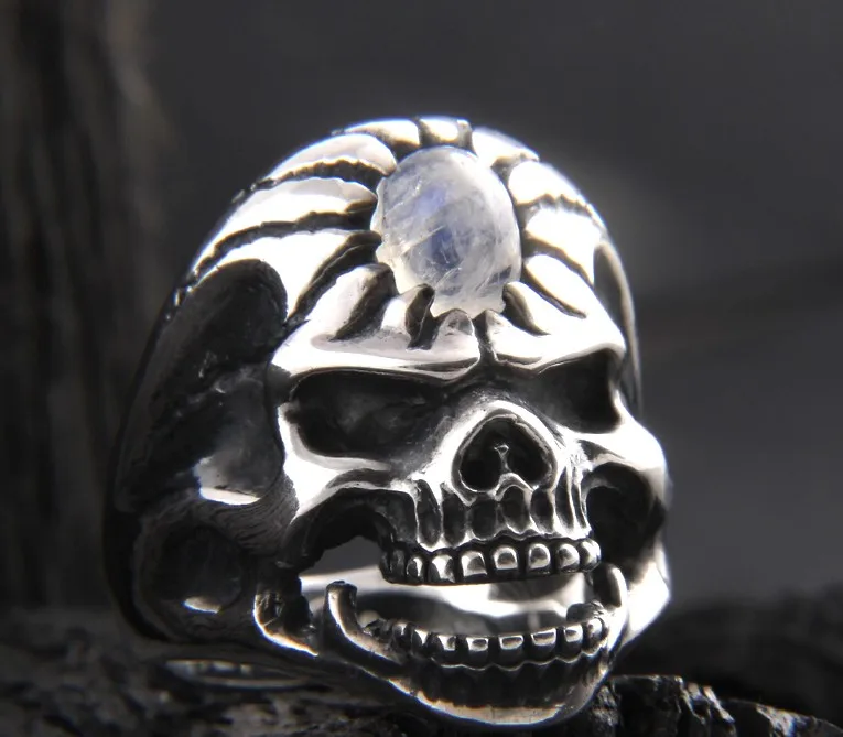 Moonstone Ring Personality Silver 925 Flame Ring