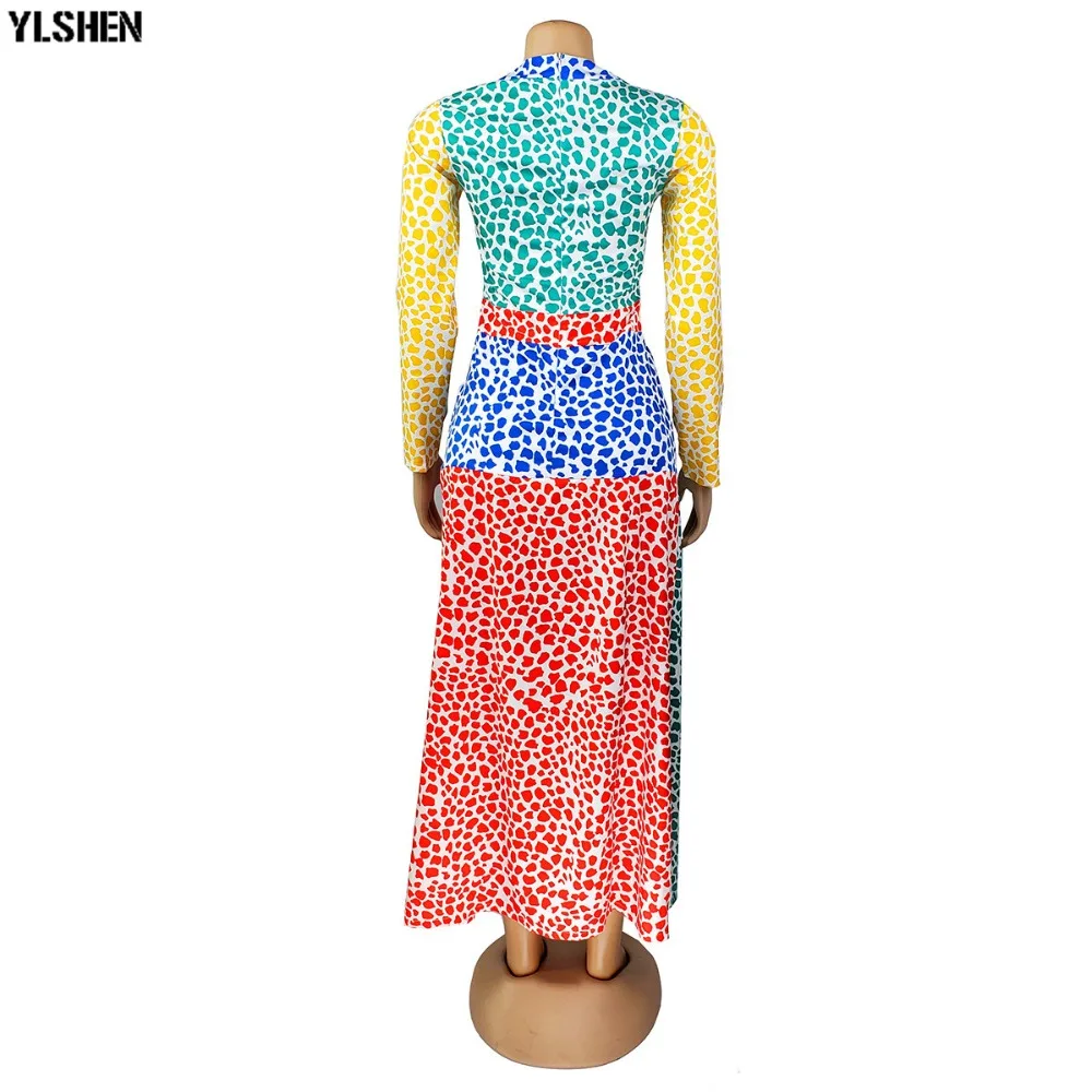 New African Dresses For Women Clothes Dashiki Rainbow Leopard Split Africa Dress Clothing High Quality Boubou Robe Africaine 08