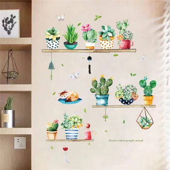 

Garden Plant Bonsai Home Decor Wall Stickers For Living Room Wall Sticker Flower Kitchen PVC Wall Decals DIY Decoration