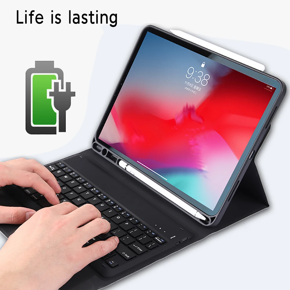 Чехол с клавиатурой США для планшета iPad Pro 12,9 дюйма с чехлом bluetooth-клавиатура кожаный чехол для планшета с отделением для карандашей Apple