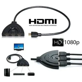 

3 Port HDMI Splitter Adapter Mini Cable HDMI Switcher Converter 3 In 1 Out Port Hub for High Definition TV for PS3 PS4