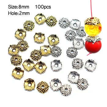 

100pcs/lot 8mm Flower Petal for Jewelry Making Supplies Beads Caps Charms Jewelry Supplies Bead Cap Silver Plated