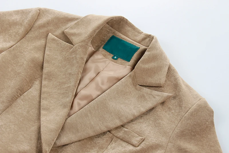 [EAM] Loose Fit Velvet Hemline Pleated Split Long Jacket New Lapel Long Sleeve Women Coat Fashion Tide Autumn Winter 1D930