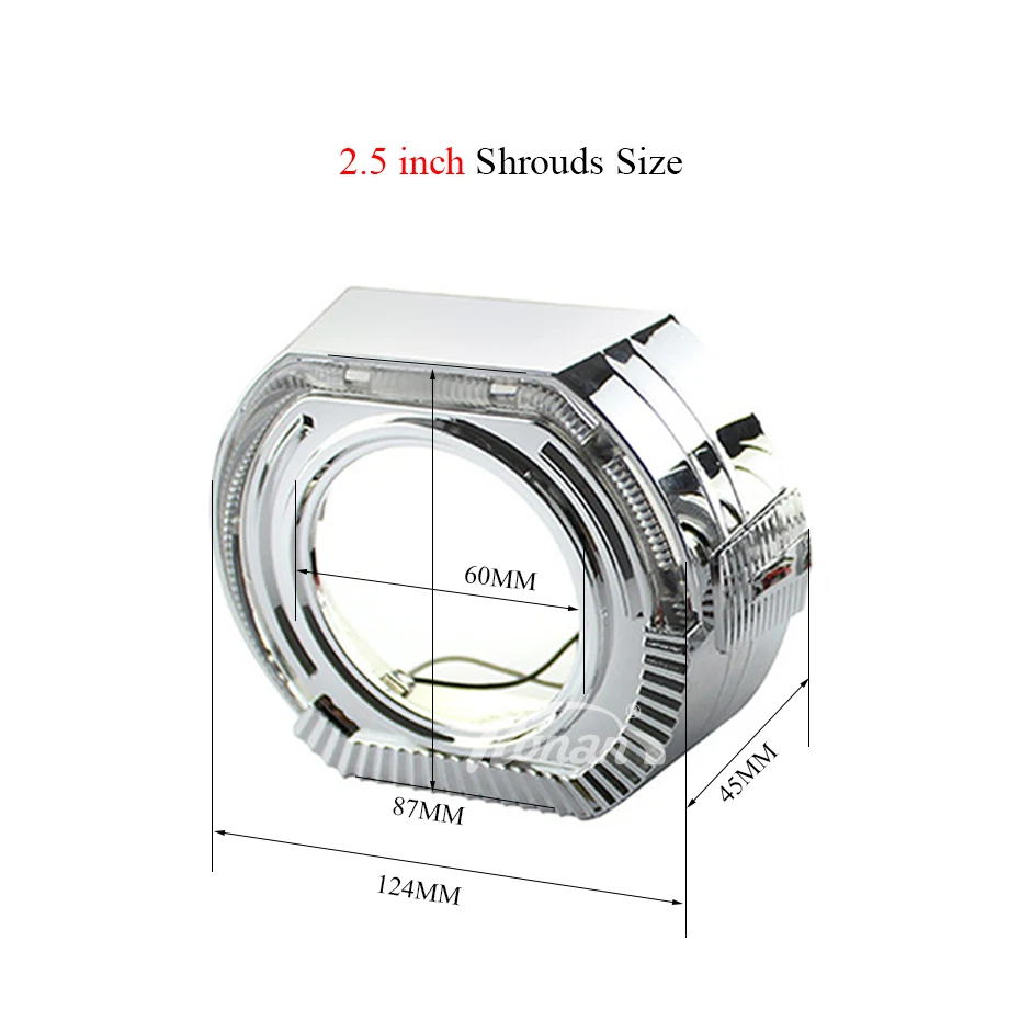 Ronan 2 шт. 120 мм X 100 мм квадратная направляющая ангельские глазки с кожухами автомобильный Стайлинг DRL Halo Кольцо для Bwm 2,5 3,0 Биксеноновые линзы проектора - Цвет: 2.5 BWM Sports