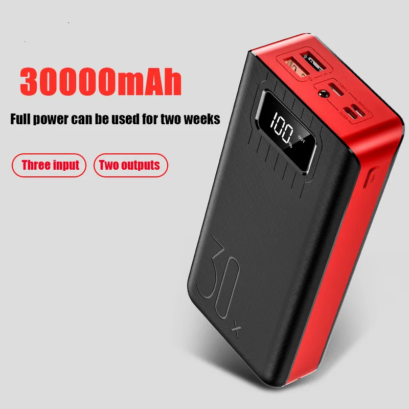 Skup Bank mocy 30000mAh 2 USB LED bateria zewnętrzna ładowarka do telefonu PoverBank szybkie przenośne ładowania Power bank ładowarka dla xiaomi