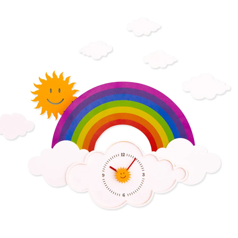 

Kids Wall Clock Art Stylish Simple Rainbow Wall Clock Living Room Nordic Modern Design Reloj De Pared Decoracion Comedor AA60ZB