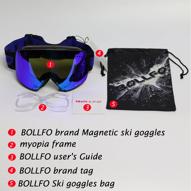 Ski Goggles Snowboard Mask For Men Women Skiing Eyewear UV400 Snow Protection Over Glasses Magnetic Mountaineering Glasses 6