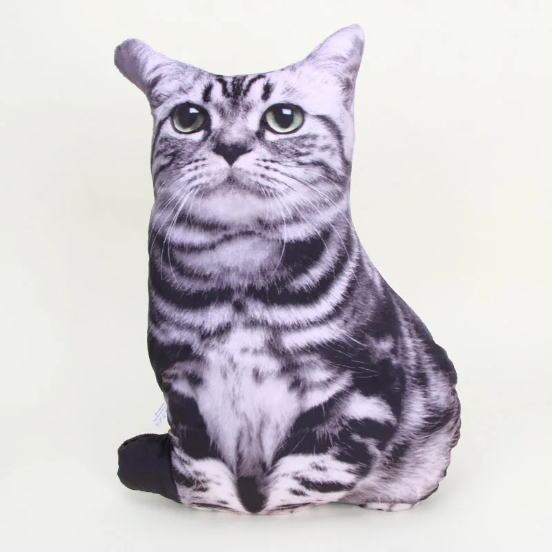 46 см имитация плюшевой кошки Подушка креативная 3D имитация кошки плюшевые животные плюшевые игрушки диван Подушка Чехол для детей рождественские подарки - Цвет: black cat