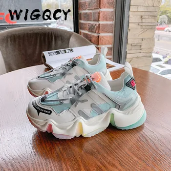 

Women Shoes 2020Summer Sneakers Vulcanized Shoes Breathable Rainbow Color Fashion Casuals Height Increasing Female Chunky Ladies