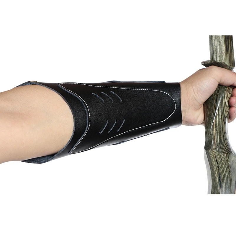 Cowhide Archery Arm Protector Guard Restraint with Hardware Fasteners for Recurve Hunting Archery Accessory